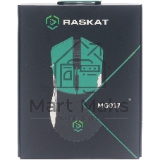 Мышь проводная Raskat MG017 черный/зеленый/белый, 6200 dpi, USB, кнопки - 7