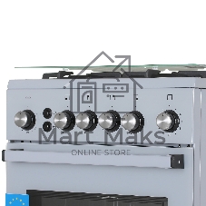 Плита Газовая De Luxe 5040.40г (кр) ЧР-012 серый (стеклянная крышка) реш.чугун