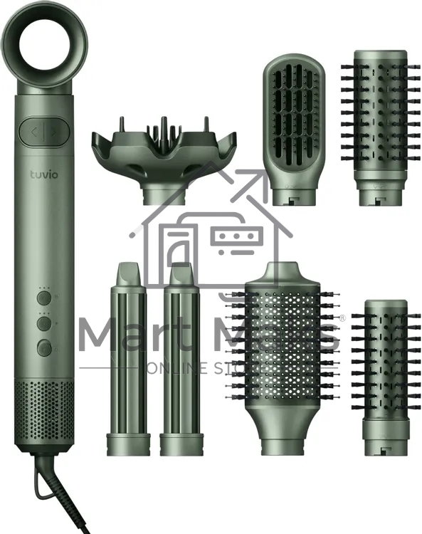 Фен-щётка Tuvio HBI1418 зелёный, 1500 Вт, ионизация, 40/50/70 мм