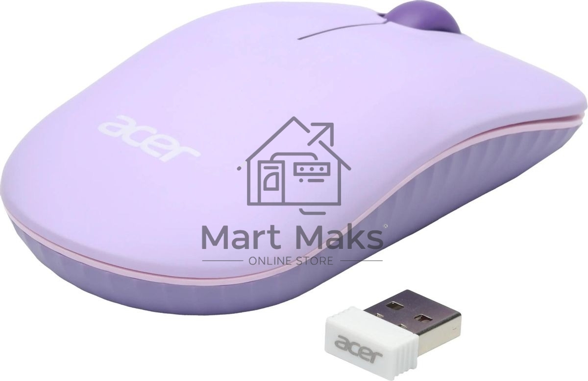 Мышь беспроводная Acer OMR205 фиолетовый, 1200 dpi, радиоканал, USB, кнопки - 3