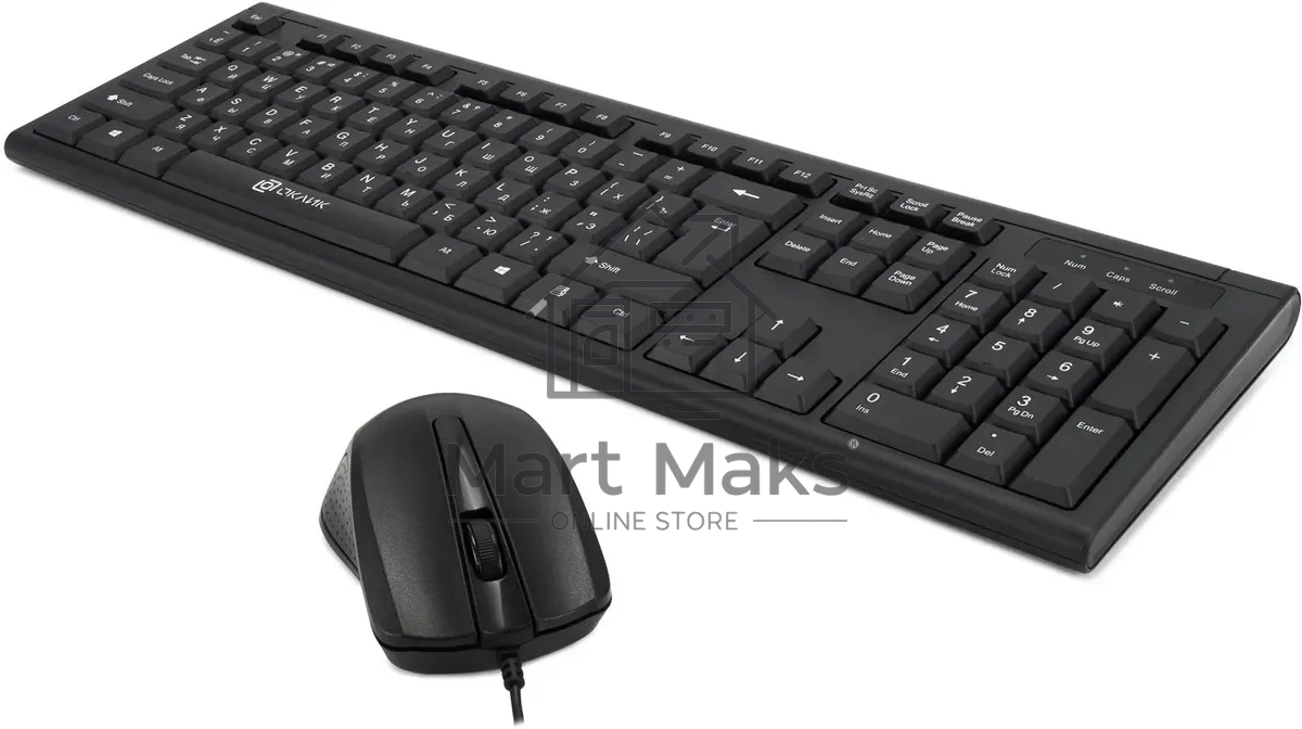 Комплект клавиатура+мышь Oklick 600M проводной, USB, 1200 DPI, чёрный