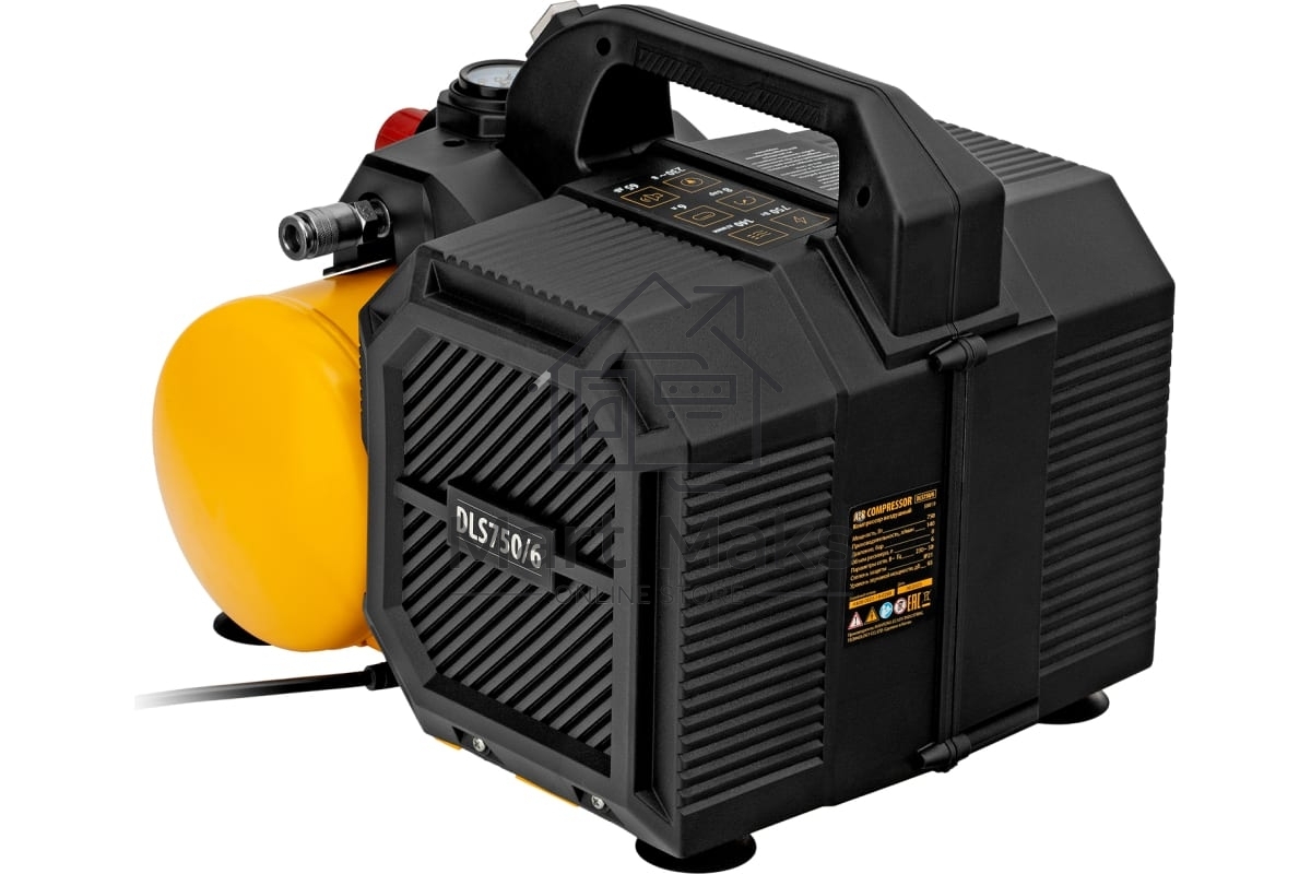 Компрессор Denzel DLS750/6 безмасляный малошумный 750 Вт, 140 л/мин,ресивер 6 л