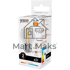 Лампа филам. Gauss Filament 12Вт цок.:E27 шар св.свеч.бел.теп. (упак.:10шт) (52212)