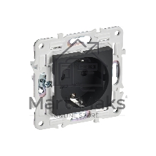 Розетка IEK SKANDY SK-R06G (SK-R14-16-1-K53) с заземлением, с защитными шторками, 16А безвинтовое крепление, графит