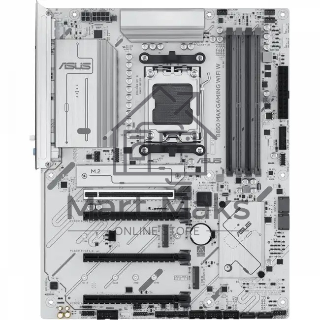 Материнская плата ASUS B850 MAX GAMING WIFI W, AM5, AMD B850, 4xDDR5, 4xSATA, 3xM.2, 1xPCIe 5.0 x16, 1xPCIe 4.0 x4, 2xPCIe 3.0 x1, 1xDisplayPort, 1xHDMI, 1x2.5Gb LAN, Wi-Fi 6E, Bluetooth 5.3, 1xUSB-C 10Gbps, 3xUSB-A 10Gbps, 2xUSB-A 5Gbps, 2xUSB-A 2.0, 3x3