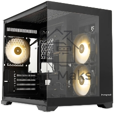 Компьютерный корпус HSPD F330, Panoramic Mini-tower, черный, TG, 0.5 SPCC, 3x120мм ARGB mATX, mITX 160/400/200мм 1x2.5