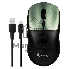 Мышь игровая беспроводная Dual BT+USB с зарядкой Smartbuy X7 черно-зеленая (SBM777DGG) /40.  