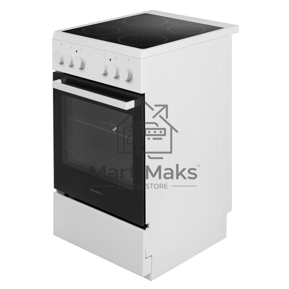Плита электрическая Maunfeld MEC55CW07 белый, конфорок 4 шт, духовка 60 л, 50 см x 85 см x 60 см