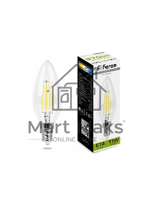 Лампа светодиодная Feron LB-713 11Вт Е14 белый свеча FILAMENT