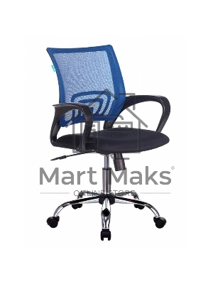 Кресло компьютерное Бюрократ CH-695N/SL/BL/TW-11 спинка сетка синий TW-05, сиденье черный TW-11, крестовина хром