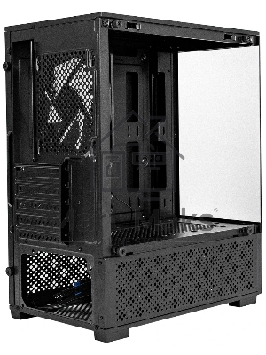 Компьютерный корпус Minitower ExeGate i3 SEA (mATX, без БП, 1*USB+1*USB 3.0, HD аудио, черный, 1 вент. 12см с RGb подсветкой, передняя и боковая панели - закаленное стекло)