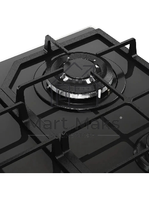 Варочная поверхность MONSHER/ Варочная поверхность MONSHER, газ, High-Tech, 59 см, автоматический электроподжиг, газ-контроль, форсунки под сжиженый газ, SABAF конфорки, чугунные решетки, черный