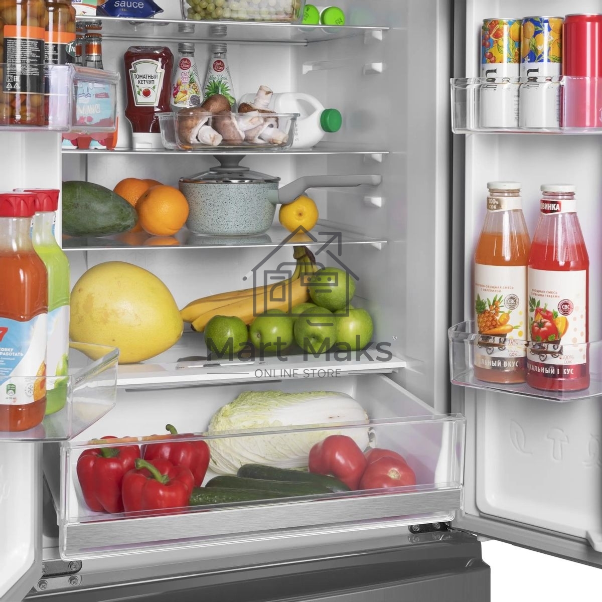 Холодильник Maunfeld MFF180NFSE01 нержавеющая сталь трехкамерный 224/113л морозилка снизу, No Frost