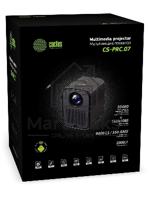 Проектор Cactus CS-PRC.07WT.Full HD-A LCD 9400Lm LS 350Lm ANSI (1920x1080) 2000:1 ресурс лампы:50000часов 1xUSB typeA 1xHDMI 1кг