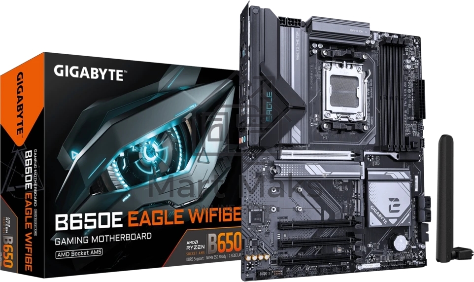 Материнская плата Gigabyte B650E EAGLE WIFI6E, AM5, AMD B650E, 4xDDR5, 4xSATA, 3xM.2, 1xPCIe 5.0 x16, 1xPCIe 4.0 x4, 2xPCIe 3.0 x1, 1xHDMI, 1xDP, 1x2.5Gb LAN, Wi-Fi 6E, Bluetooth 5.3, 1xUSB-C 5Gbps, 2xUSB-A 10Gbps, 2xUSB-A 5Gbps, 4xUSB-A 2.0, 1xPS/2, 3x3.5 мм, 7.1, ATX