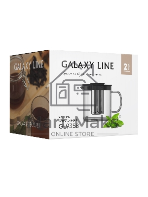 Чайник заварочный Galaxy LINE GL 9358, черный, 600 мл, фильтр из нержавеющей стали 18/10, колба из боросиликатного стекла, носик антикапля, подходит для любых плит, кроме индукционных, выдерживает температуру от -40 до 150 C°, крышка с силиконовыми вставк