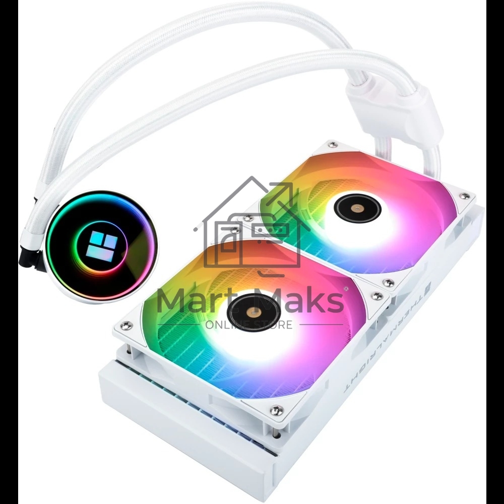 Водяное охлаждение для процессора Thermalright Frozen Notte 240 White ARGB V2 белый (240mm, ARGB/ Fans: 2x120mm, 72.37CFM, 27.7dBA, 2000RPM/ Pump height 54mm, 28dBA, 5300RPM, Rad thickness 27mm/ S: 1200, 1700, 1851, 2011, 2066, 115X, AM2, AM2+, AM3, AM3+,