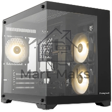 Компьютерный корпус HSPD F330, Panoramic Mini-tower, черный, TG, 0.5 SPCC, 3x120мм ARGB mATX, mITX 160/400/200мм 1x2.5