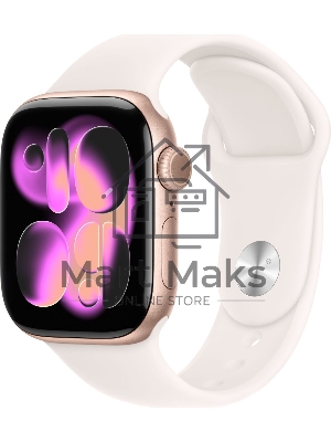 Смарт-часы Apple Watch Series 11 A3331 42мм OLED корп.розовое золото Sport Band рем.белый разм.брасл.:150-200мм (MEU44LW/A)