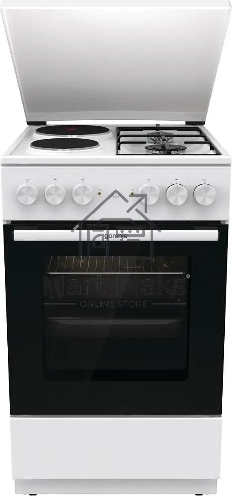 Плита комбинированная Gorenje GK5A12WG белый, конфорок 2 газовых и 2 электрических, духовка 68 л, 50 см x 85 см x 59.4 см