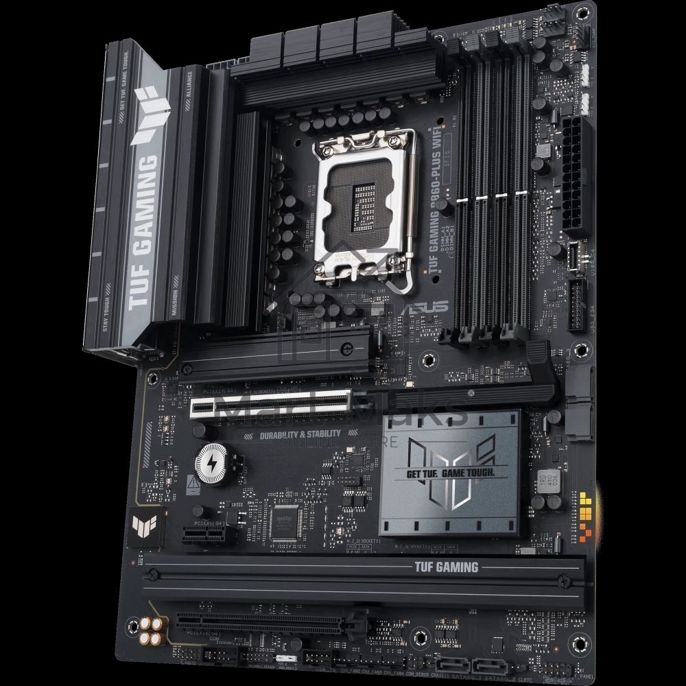 Материнская плата ASUS TUF GAMING B860-PLUS WIFI, LGA 1851, Intel B860, 4xDDR5, 4xSATA, 3xM.2, 1xPCIe 5.0 x16, 1xPCIe 4.0 x16, 1xDP, 1xHDMI, 1x 2.5Gb LAN, 1xUSB 20Gbps, 2xUSB 10Gbps, 3xUSB 5Gbps, 2xUSB 2.0, 5x3.5 мм, 7.1, ATX