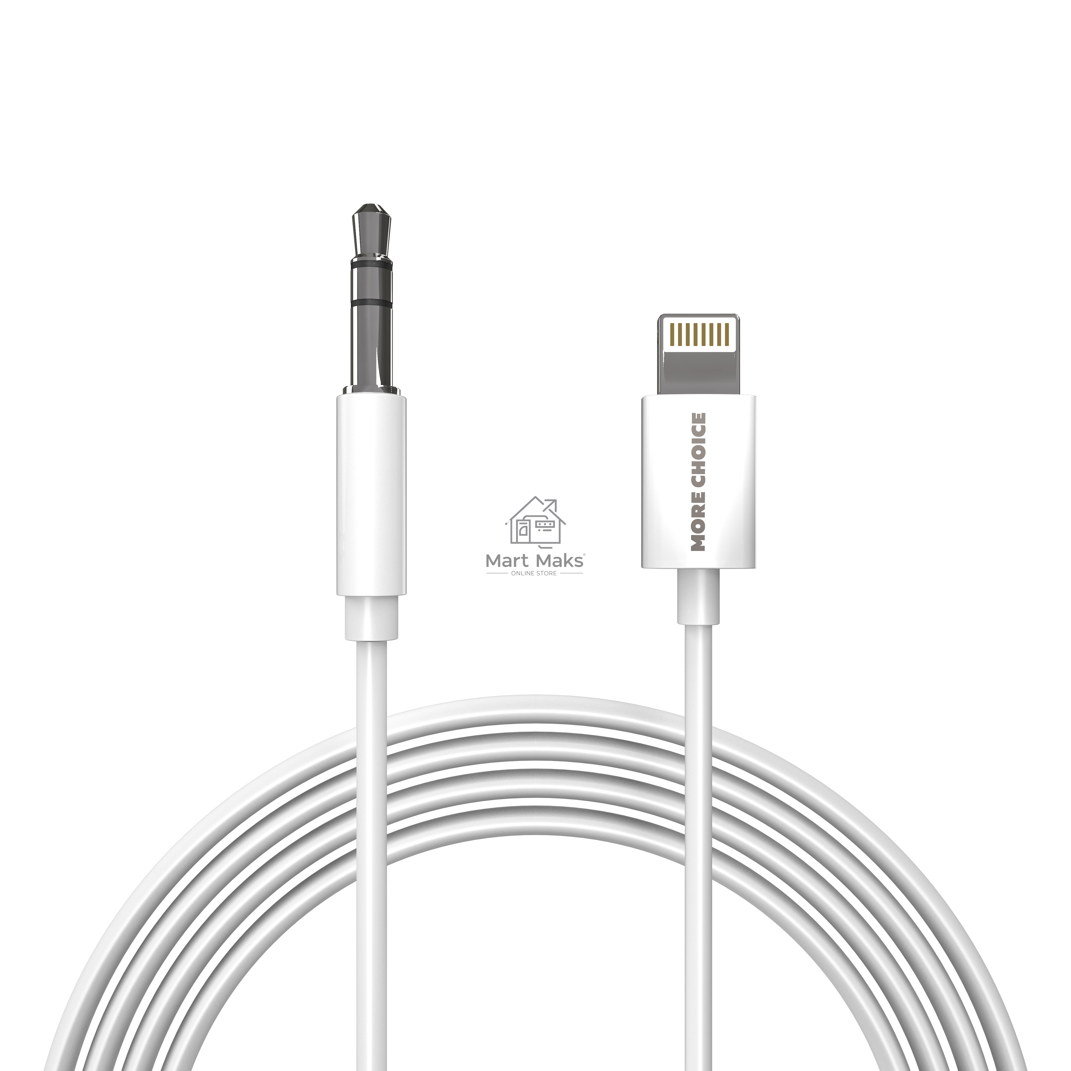 Кабель аудио MORE CHOICE (4610196409820) UK28i AUX 3.5mm Lightning 8-pin 1м, белый