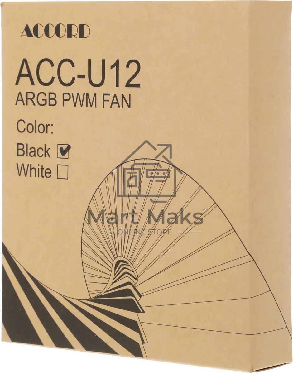 Вентилятор для корпуса Accord ACC-U12 ARGB 120х120x25 черный 4-pin 27дБ (ACC-U12 ARGB BLACK) brown box