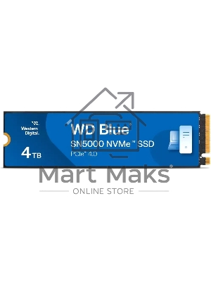 Накопитель SSD 4Tb WD Blue, NVMe, M.2 2280, PCI-E 4x4 R/W - 5500/5000 Mb/s