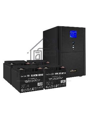 Комплект Источник бесперебойного питания EX295990RUS + батарея 40Aч EX282976RUS 4шт (инвертор, синус, для котла) ExeGate SineTower SZ-3000.LCD.AVR.3SH.1C13.RJ.USB <3000VA/2400W, чистый синусоида, LCD дисплей, AVR, 3хSchuko+1хC13, RJ45/11, USB, линейно-инт