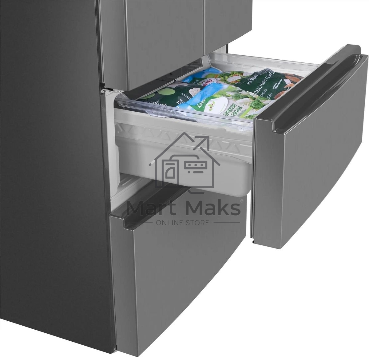 Холодильник Maunfeld MFF180NFSE01 нержавеющая сталь трехкамерный 224/113л морозилка снизу, No Frost