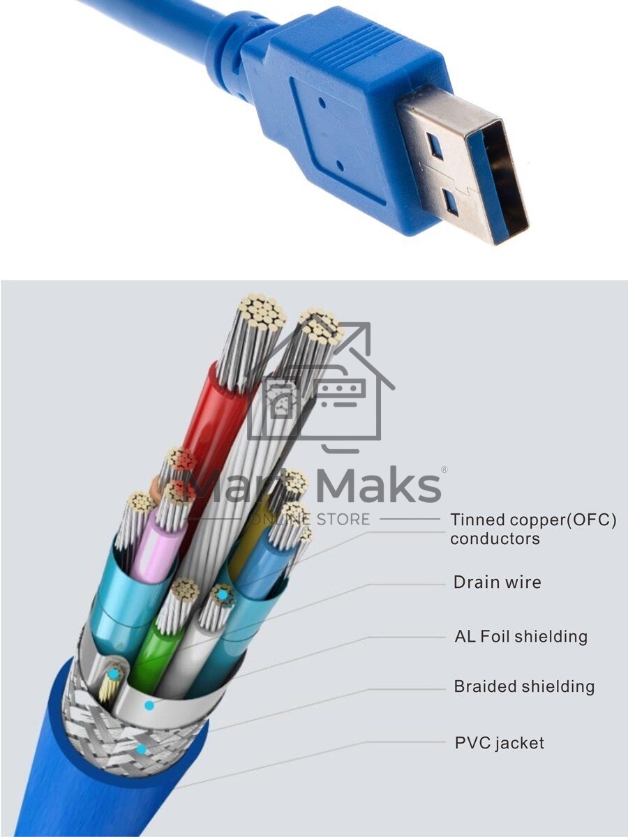 Кабель AM/AF USB3.0 0.5m VCOM удлинитель USB 3.0, VUS7065-0.5M
