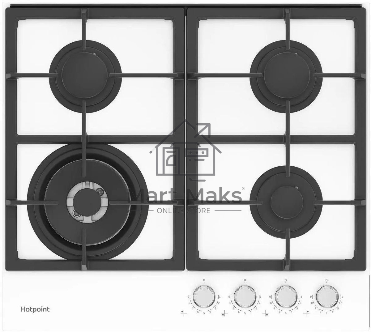 Встраиваемая газовая панель Hotpoint HGS 62F/WH, независимая, белый