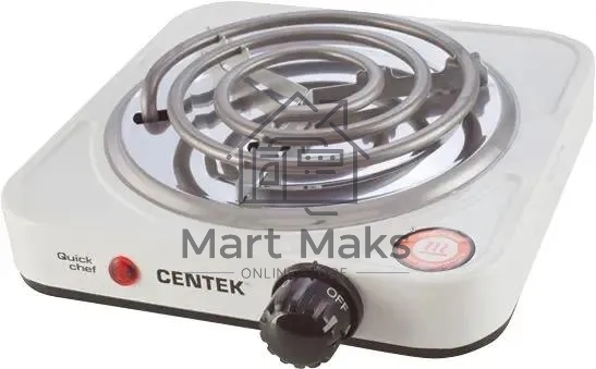 Электрическая плитка Centek CT-1508 (белый) 1конфорка ТЭН 140мм, 1000Вт, индикатор работы