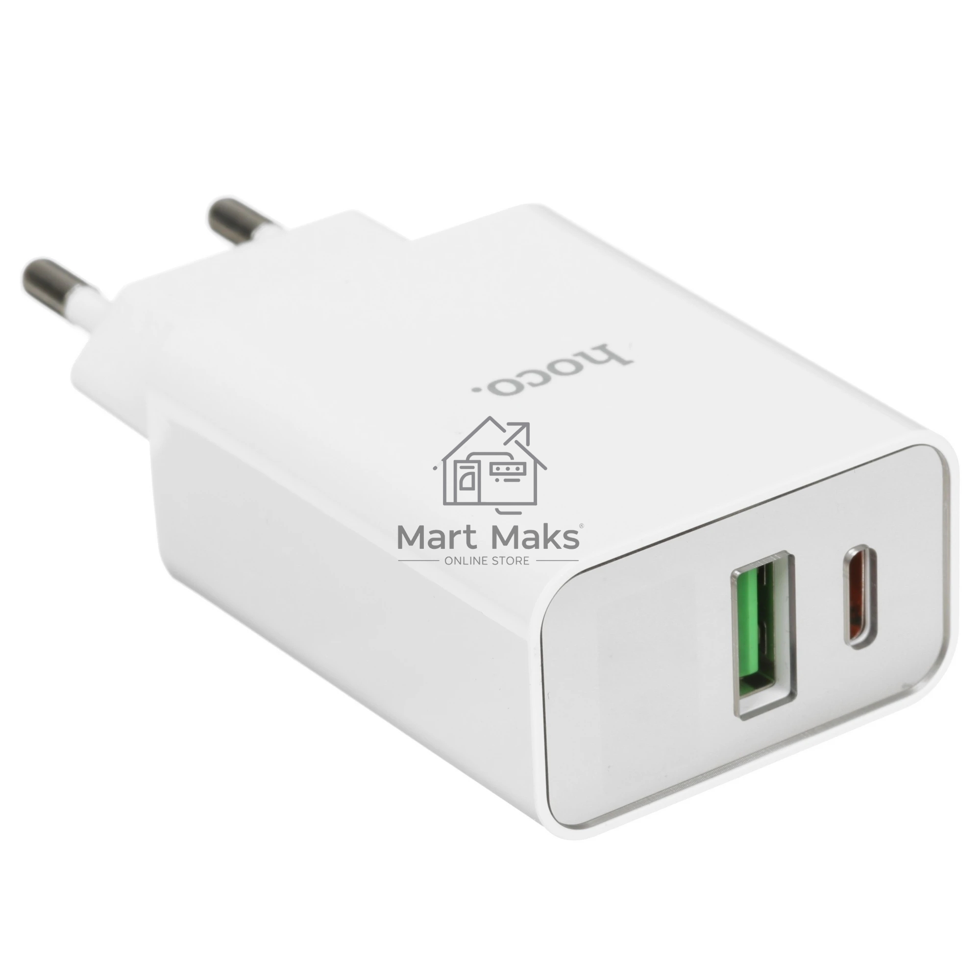 Блок питания (сетевой адаптер) HOCO C100A 1xUSB (18 Вт), 1xType (20 Вт), белый