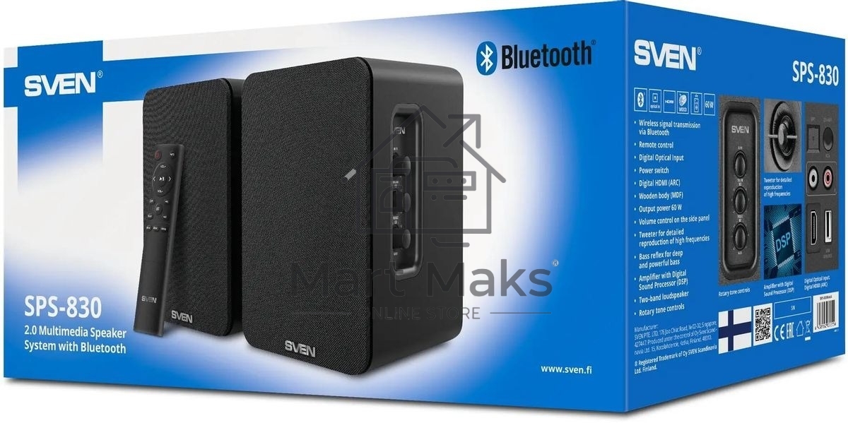 Акустическая система SVEN АС SPS-830 2.0 черный 60Вт BT