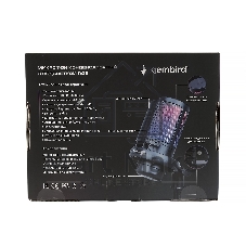 Микрофон конденсаторный Gembird M-01N, подсветка RGB, шумоподавление, настольный держатель, черный
