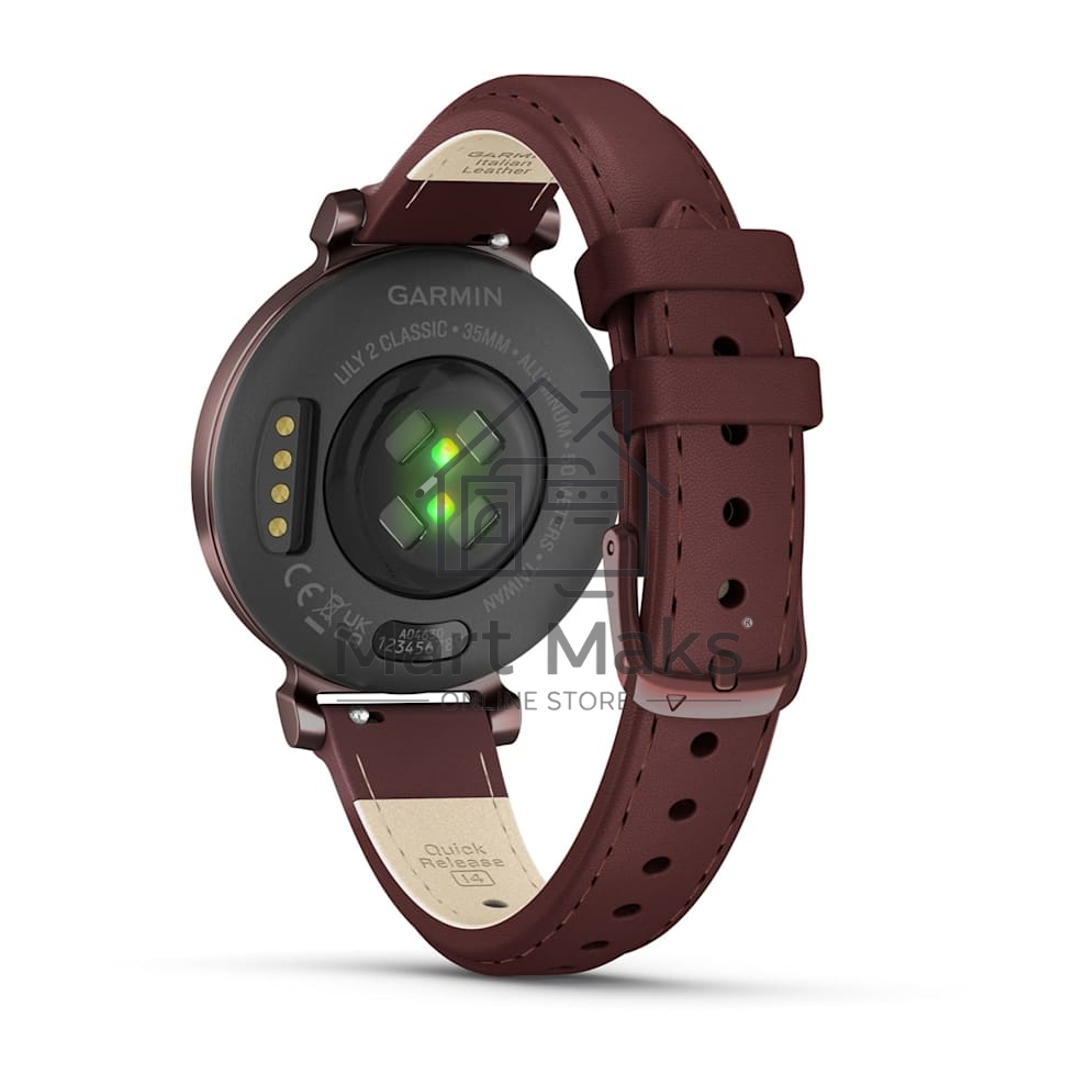 Смарт-часы Garmin Lily 2 Classic темно-бронзовый, ежевичный кожаный ремешок 35,4мм