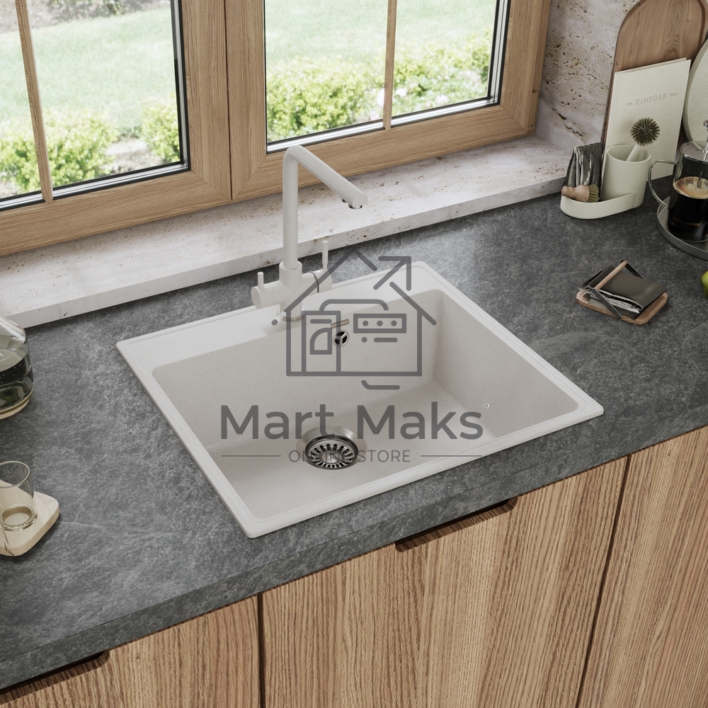 Кухонная мойка Maunfeld Perla 580 MFQS-580W кремовый