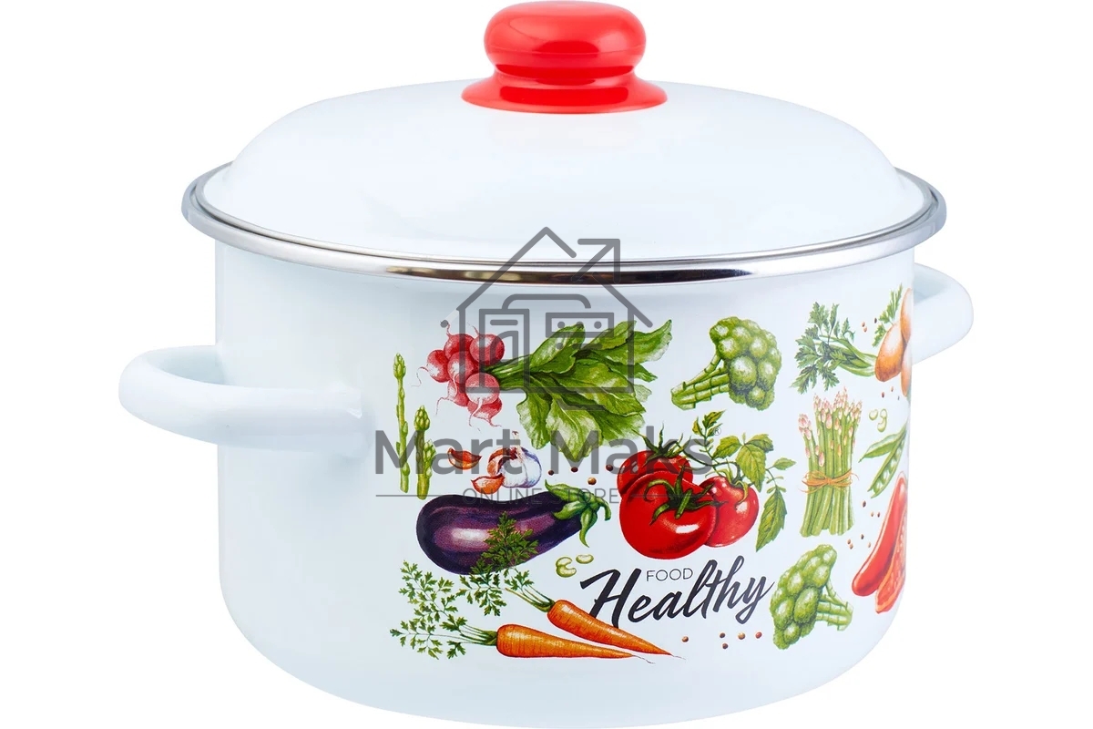 Кастрюля Appetite 1RD201M Veggies эмалированная сталь, цилиндрическая 4 л