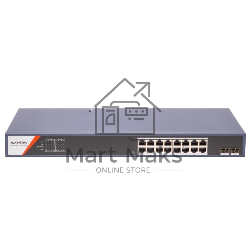Коммутатор Hikvision DS-3E1518P-SI-16P2F, 16×1 Гбит/с PoE+ + 2×1 Гбит/с SFP, управляемый