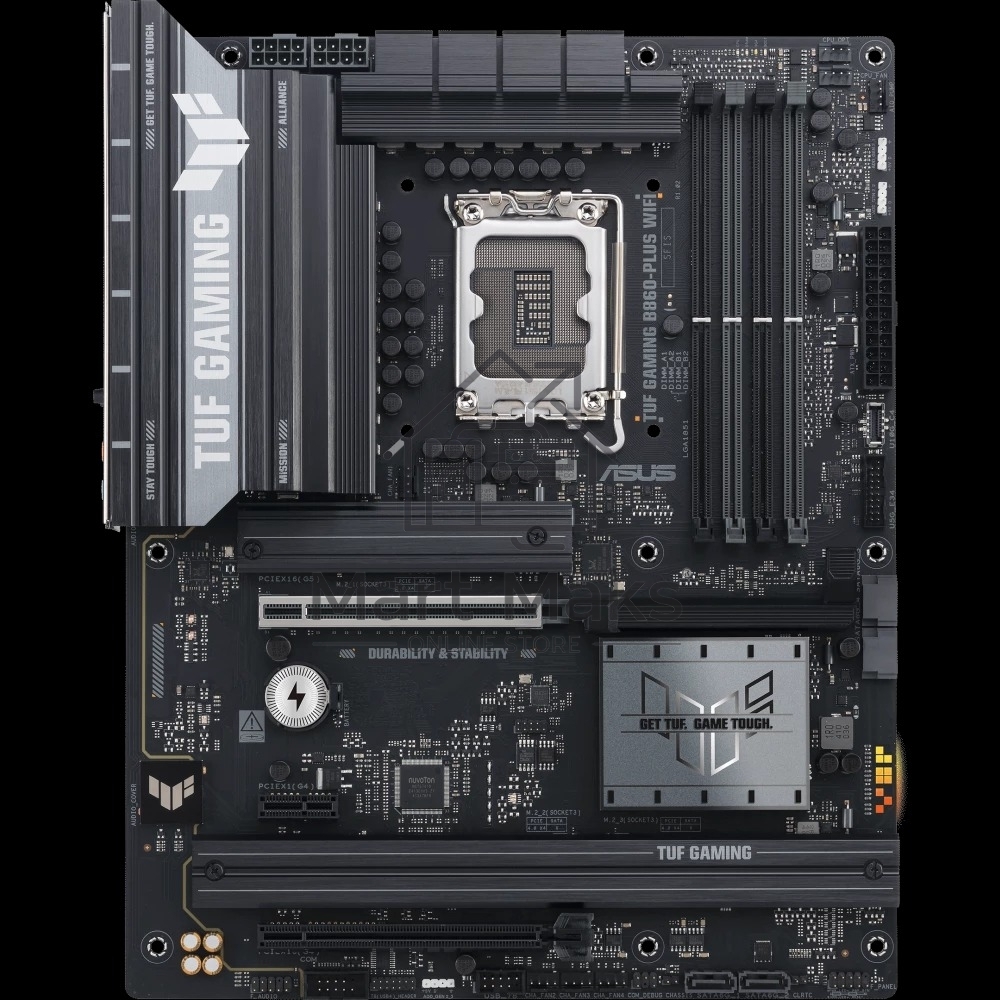 Материнская плата ASUS TUF GAMING B860-PLUS WIFI, LGA 1851, Intel B860, 4xDDR5, 4xSATA, 3xM.2, 1xPCIe 5.0 x16, 1xPCIe 4.0 x16, 1xDP, 1xHDMI, 1x 2.5Gb LAN, 1xUSB 20Gbps, 2xUSB 10Gbps, 3xUSB 5Gbps, 2xUSB 2.0, 5x3.5 мм, 7.1, ATX