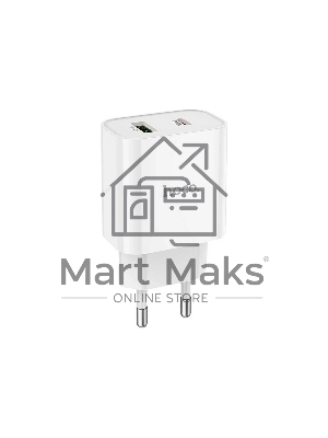 Блок питания (сетевой адаптер) HOCO C80A Plus с кабелем Type-C-Lightning, QC3.0, 20W, белый