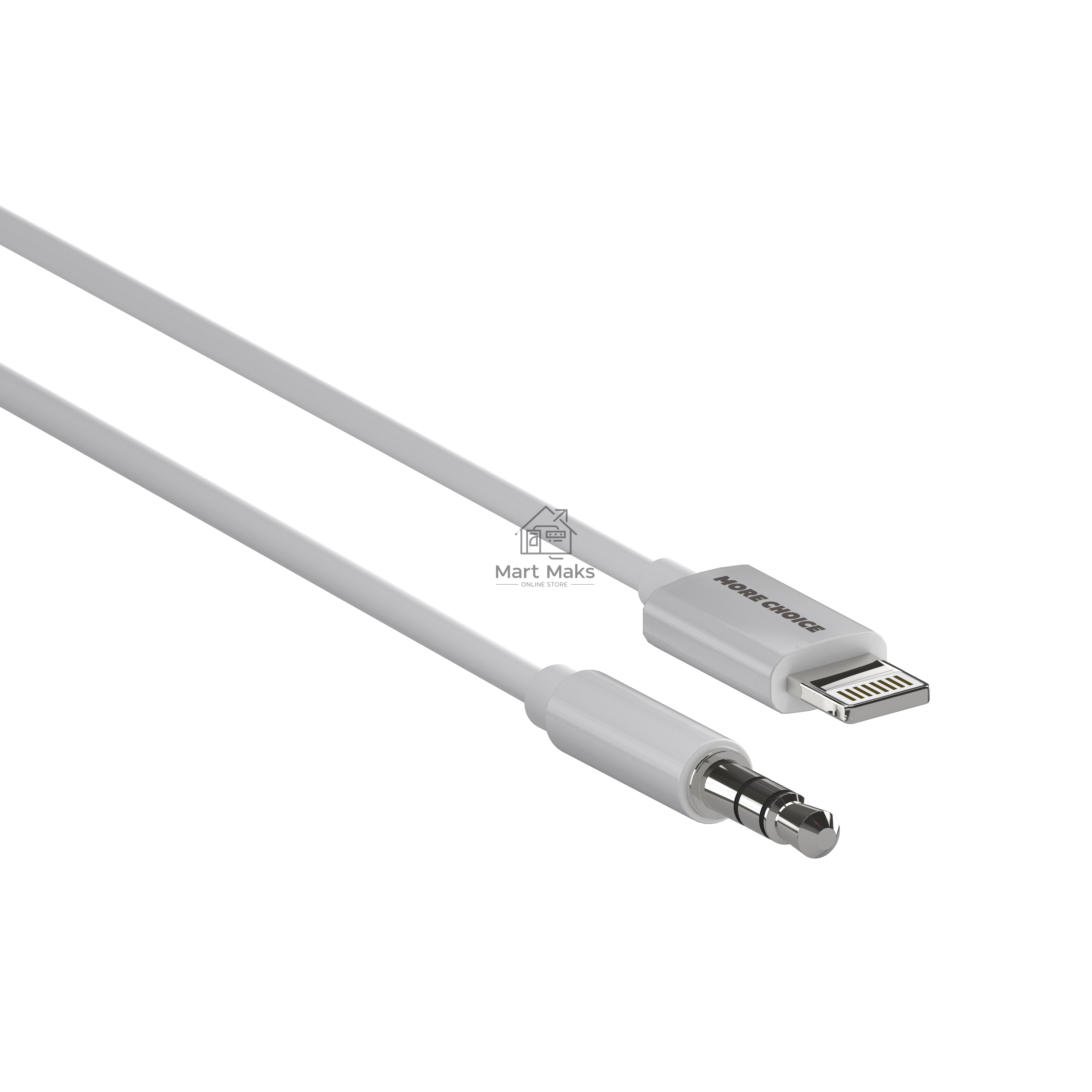Кабель аудио MORE CHOICE (4610196409820) UK28i AUX 3.5mm Lightning 8-pin 1м, белый