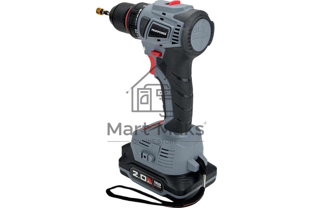 Шуруповерт бесщеточный ProfiPower MKBL-18B (18В,Li-ion-2шт,2.0А·ч,40Нм,З/У, 0,8-10мм,магнитная бита, в кейсе)