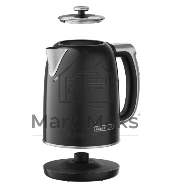 Чайник электрический Galaxy Line GL 0360 1.7л. 2200Вт черный корпус: нерж.сталь/пластик