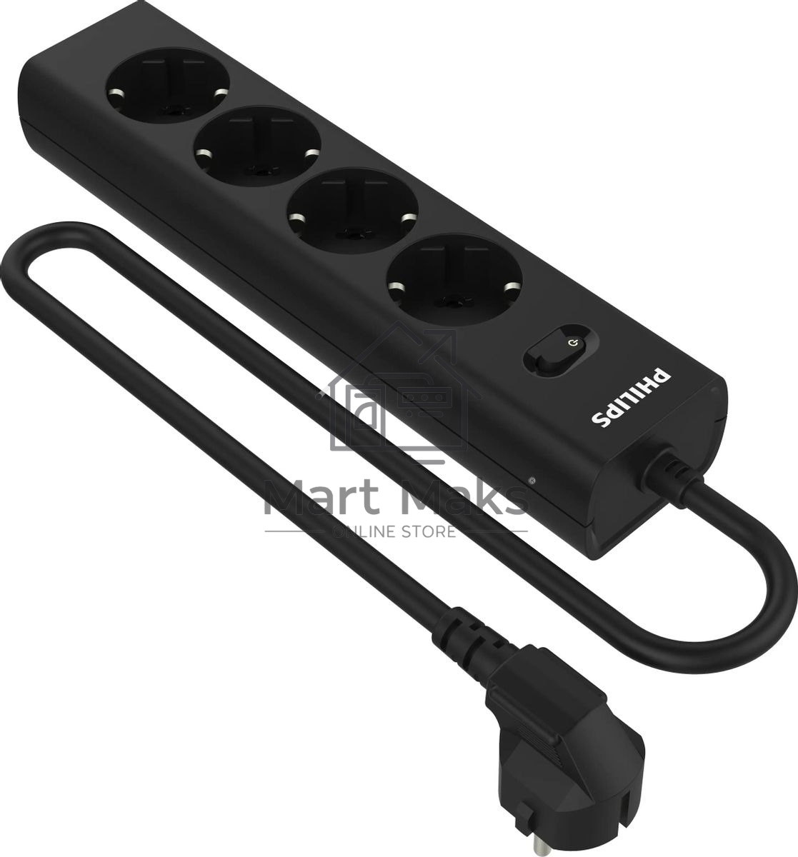 Сетевой фильтр Philips CHP2145BB/51, 3м, 4 розетки, черный