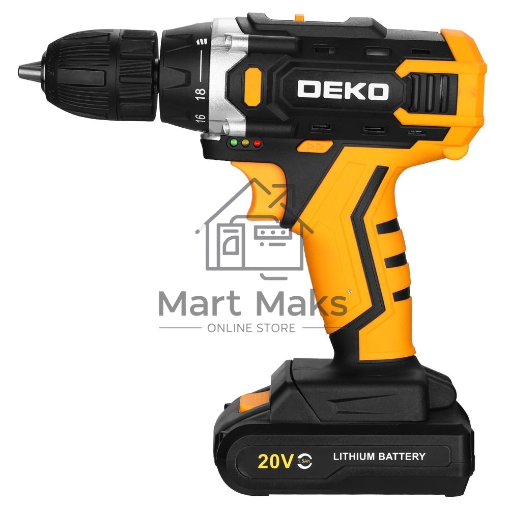 Аккумуляторная дрель-шуруповерт DEKO Banger 20V ONE +, 20В, 1x1.5Ач