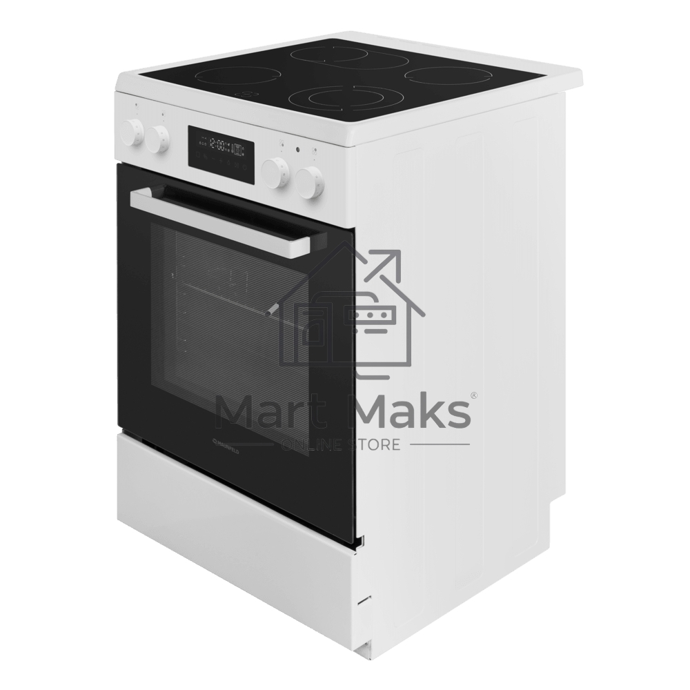 Плита электрическая Maunfeld MEC611CW09TD белый, конфорок 4 шт, духовка 59 л, 60 см x 85 см x 63 см