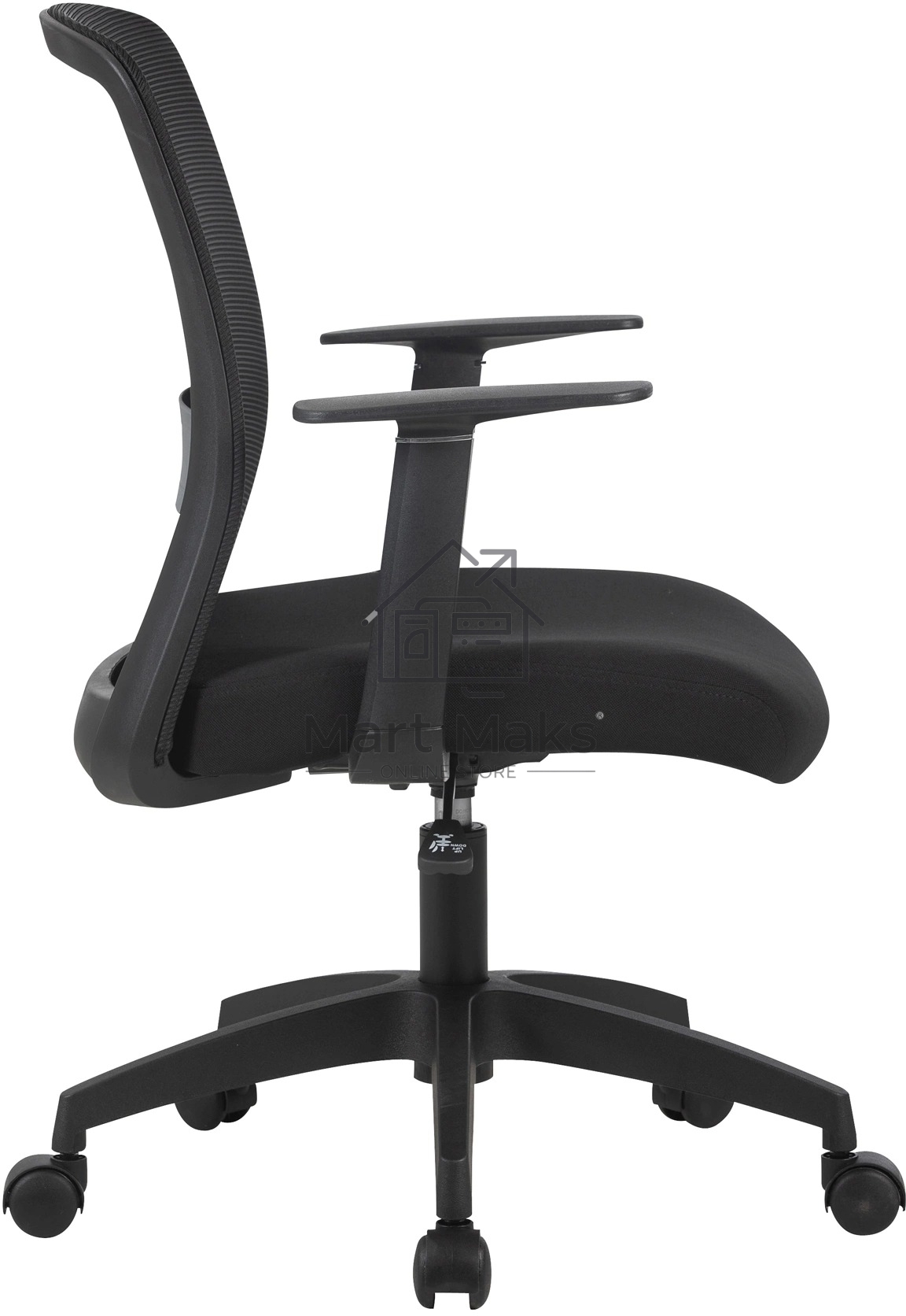 Кресло компьютерное Cactus CS-MC333-BK черный, сиденье черный, сетка/ткань, низк.спин. крестов. пластик, пластик черный
