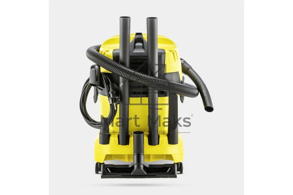 Строительный пылесос Karcher WD 4 P V-20/5/22 желтый, 1000 Вт, уборка сухая/сбор воды/выдув, пылесборник мешок/контейнер, 20 л